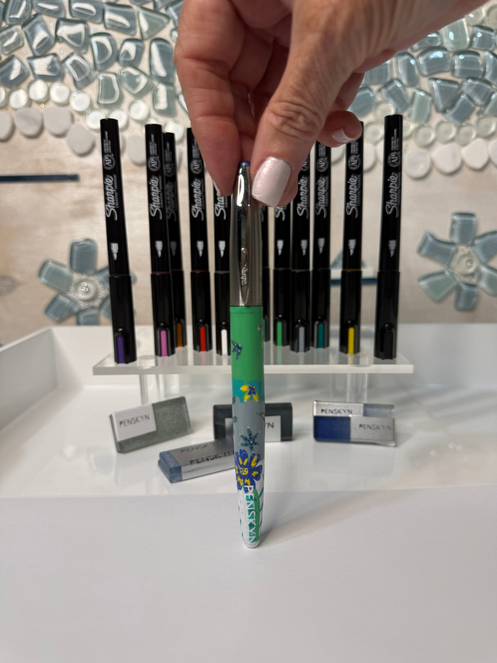 Blue Velvet Blossom Hand Painted Luxury Pen