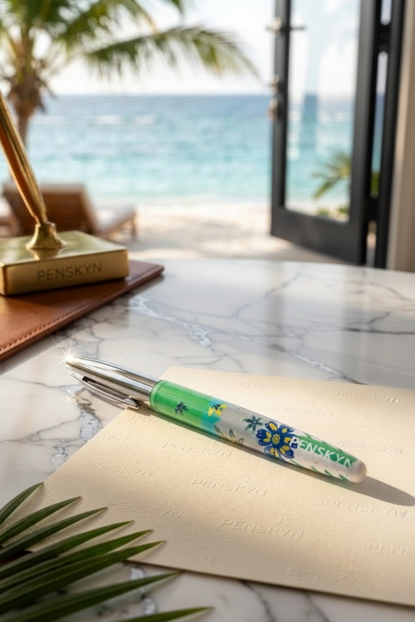 Blue Velvet Blossom Hand Painted Luxury Pen