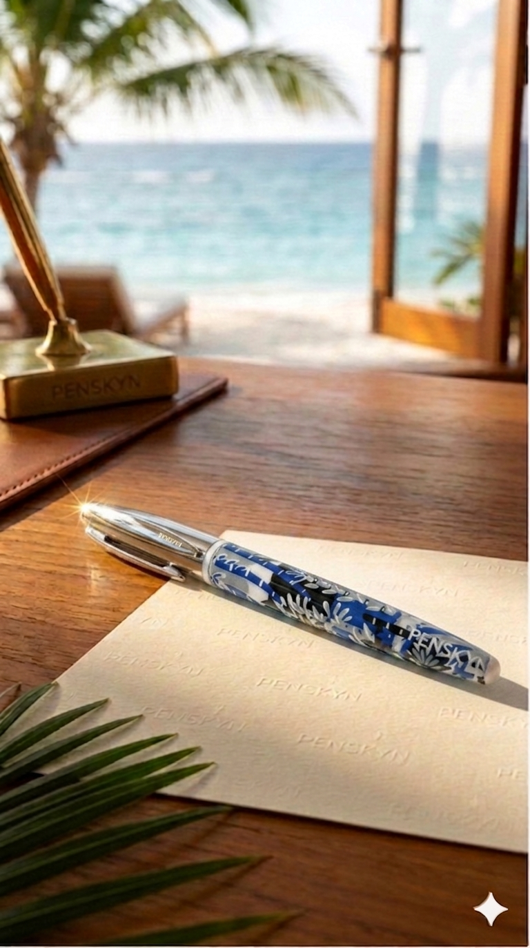 Sapphire Shoreline Hand-Painted Luxury Pen